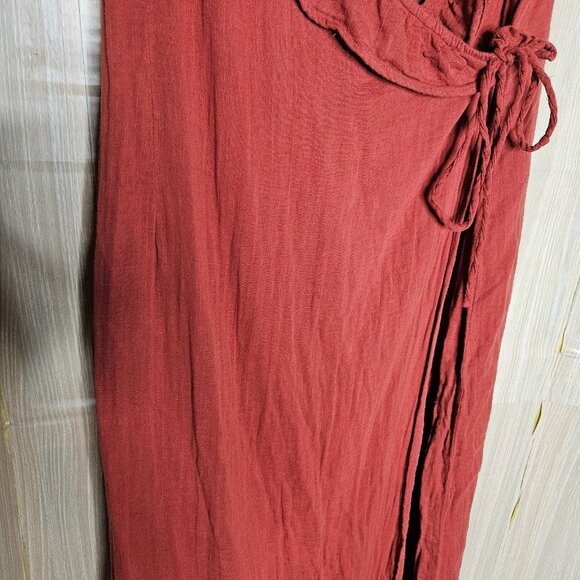 Asos Rusty Red Gauzy Sleeveless Wrap Maxi Dress 12 - Picture 4 of 7